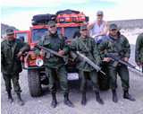 Yes, these are real Mexican soldiers posing with Jesse and the Hummer. This is not an altered image.