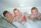 Logan, Cameron, Ryan in the tub (photo by their aunt Coleen).