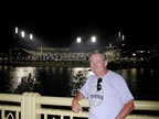 Chris with PNC Park across Allegheny River in Pittsburgh