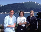 Jess, Coleen, Pam in Ketchikan (Dawn Princess in background)