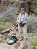 Dad preparing to photograph petroglyphs